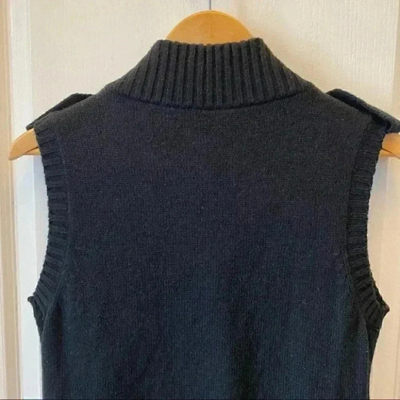 Pulse Sweater Vest Wool Cashmere Black Button Front Sleeveless Knit Size  Small - Picture 8 of 16